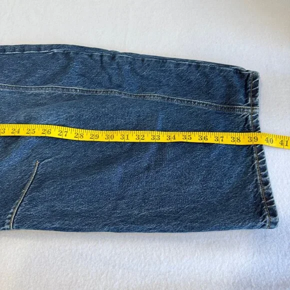 FREE PEOPLE We The Free Good Luck Mid Rise Barrel Leg Jeans in "Deep End" Sz 31 - Picture 12 of 13